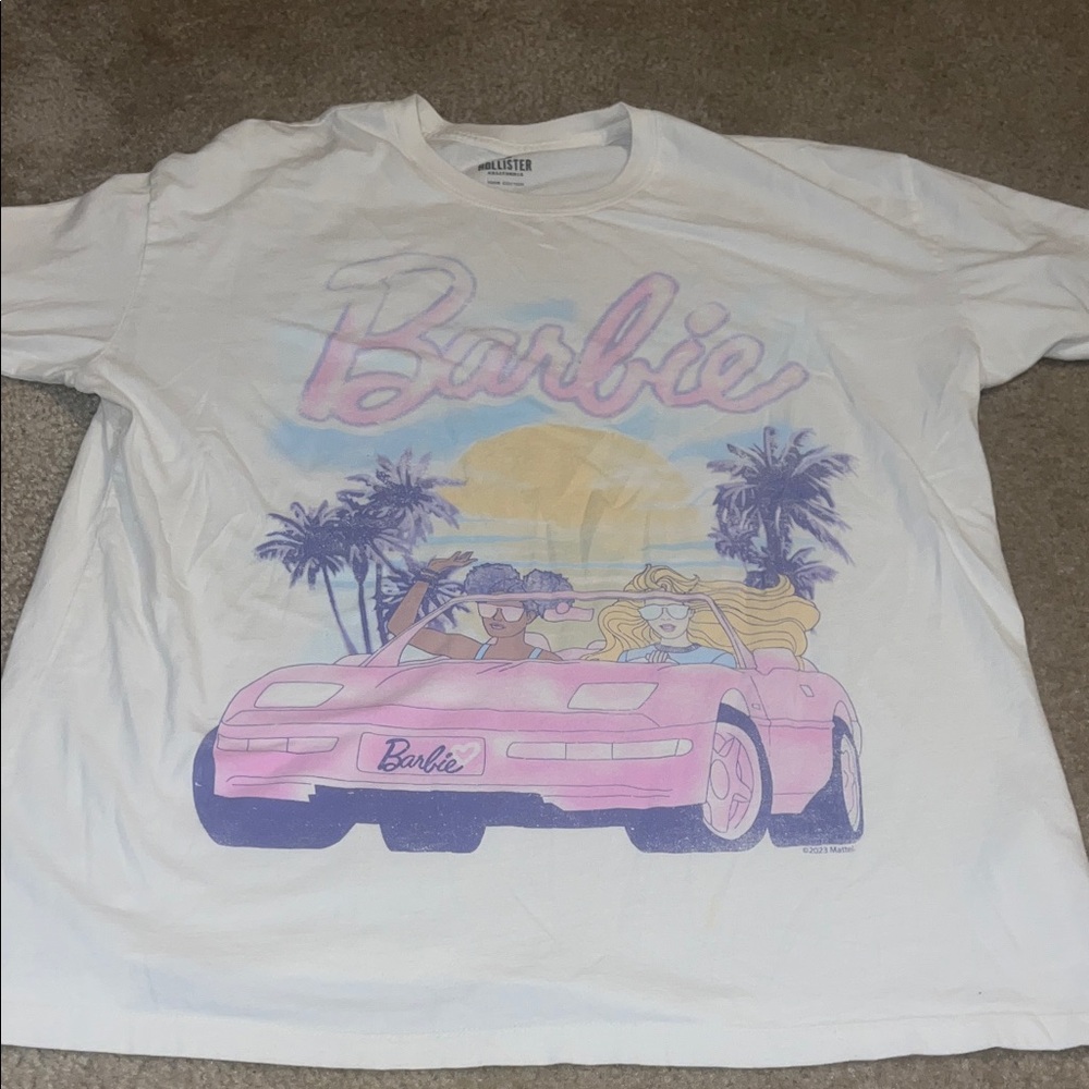Barbie  T-Shirt with Pink Car and Palm Trees